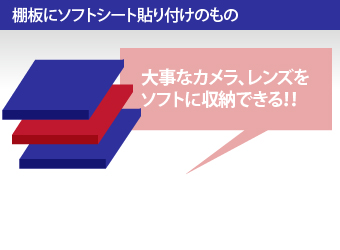 棚板にソフトシート貼り付けの防湿庫